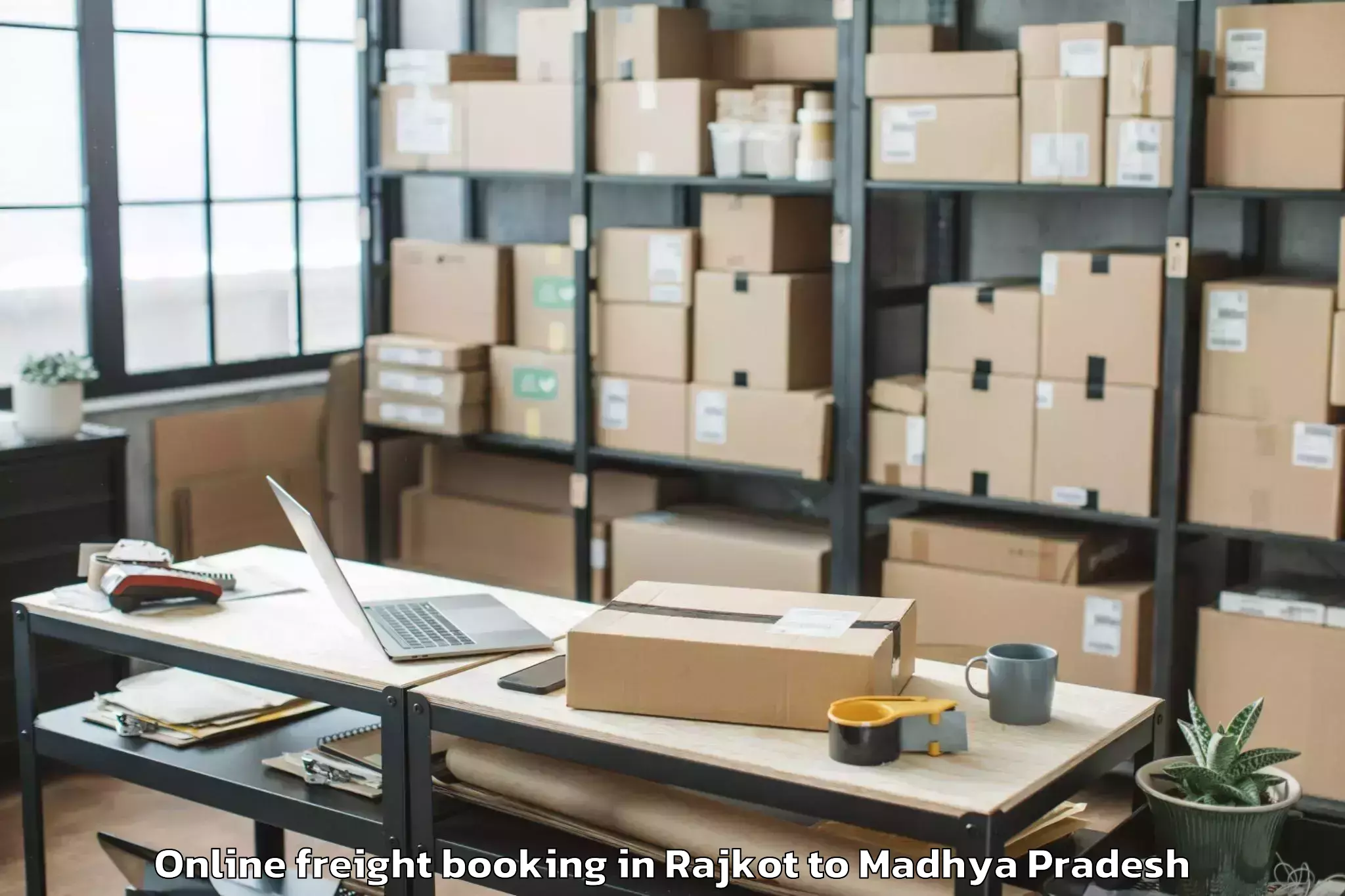 Book Rajkot to Ghugri Online Freight Booking Online